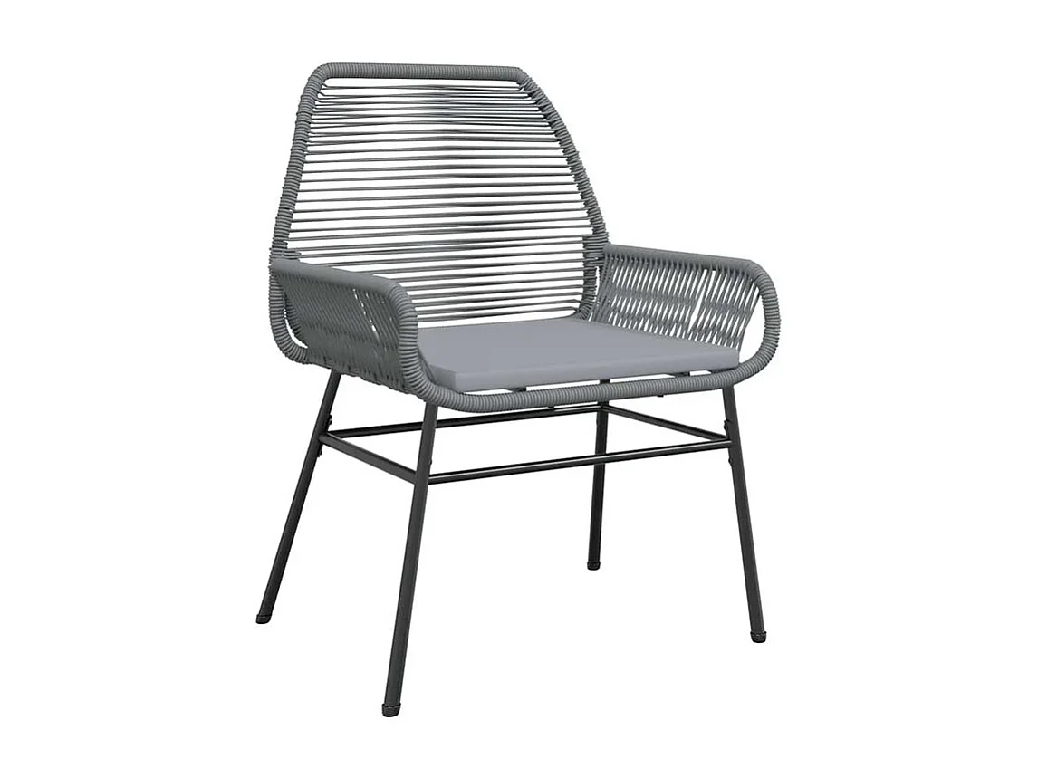 Ensemble à manger jardin coussins 3 pcs gris poly rotin verre