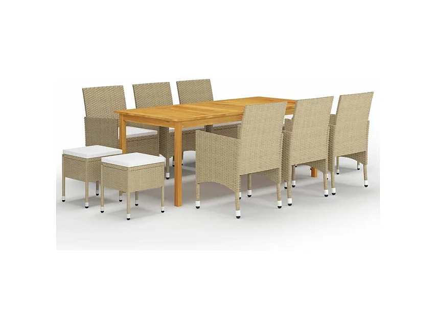 Ensemble de salle à manger de jardin 11 pcs Beige