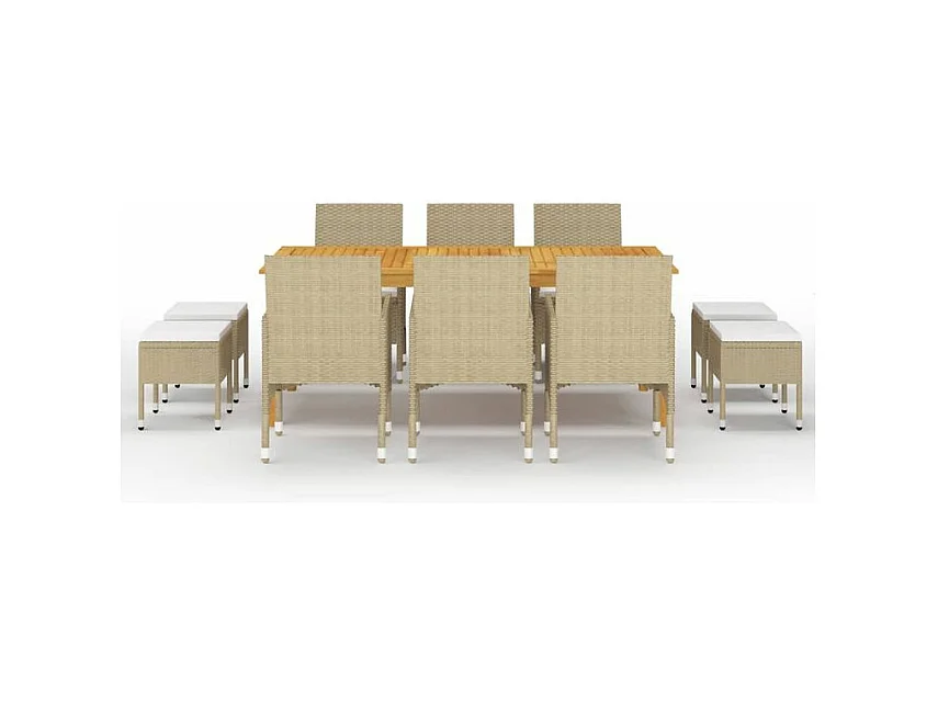 Ensemble de salle à manger de jardin 11 pcs Beige