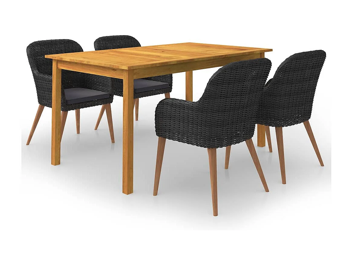 Ensemble de salle à manger de jardin 5 pcs Noir 71