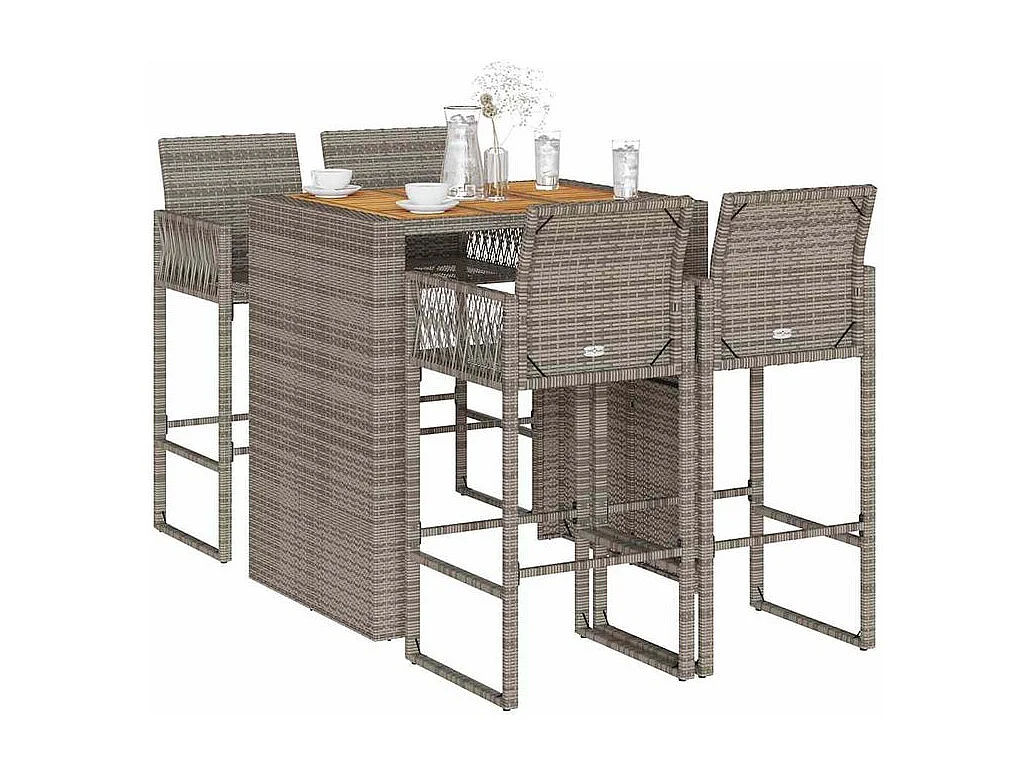 Ensemble de bar de jardin 5 pcs sans coussins gris poly rotin