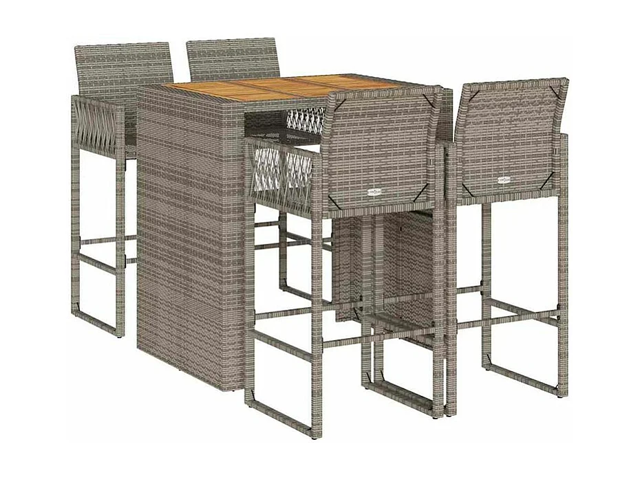 Ensemble de bar de jardin 5 pcs sans coussins gris poly rotin