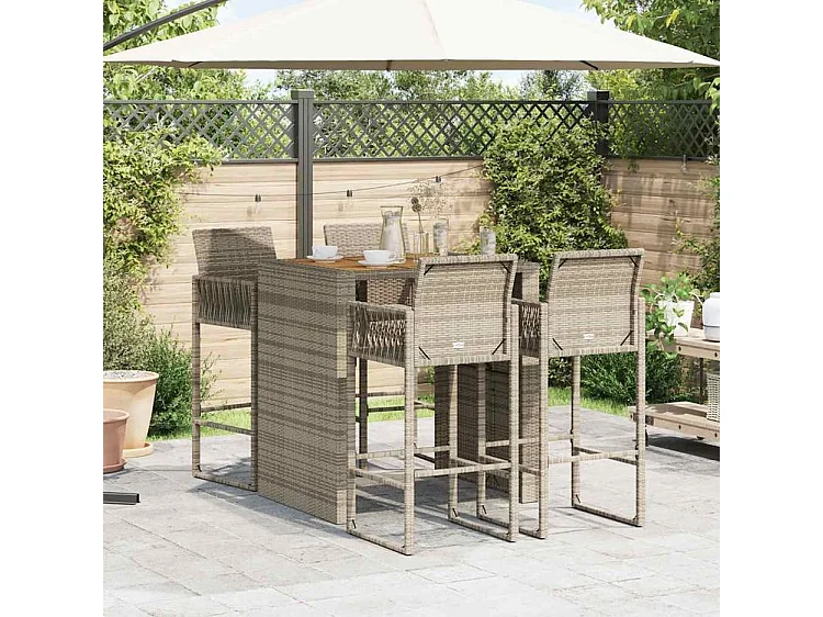 Ensemble de bar de jardin 5 pcs sans coussins gris poly rotin