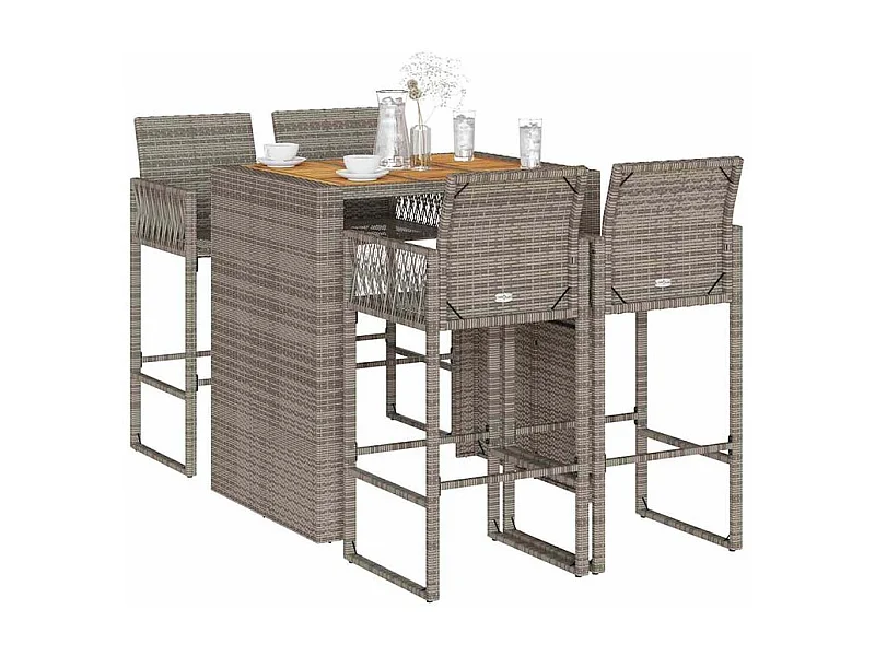 Ensemble de bar de jardin 5 pcs sans coussins gris poly rotin
