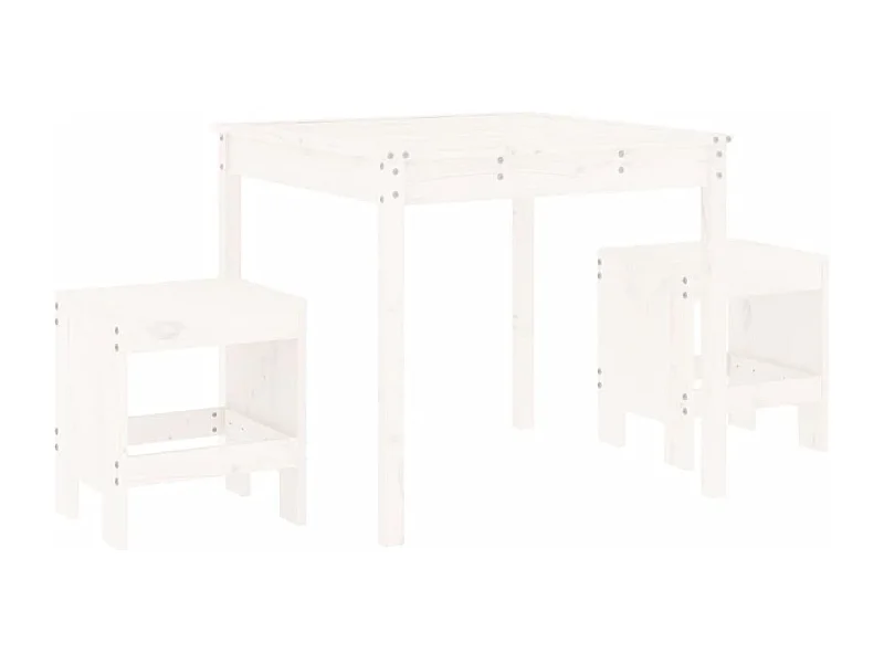 Ensemble de bistrot de jardin 3 pcs blanc bois de pin massif