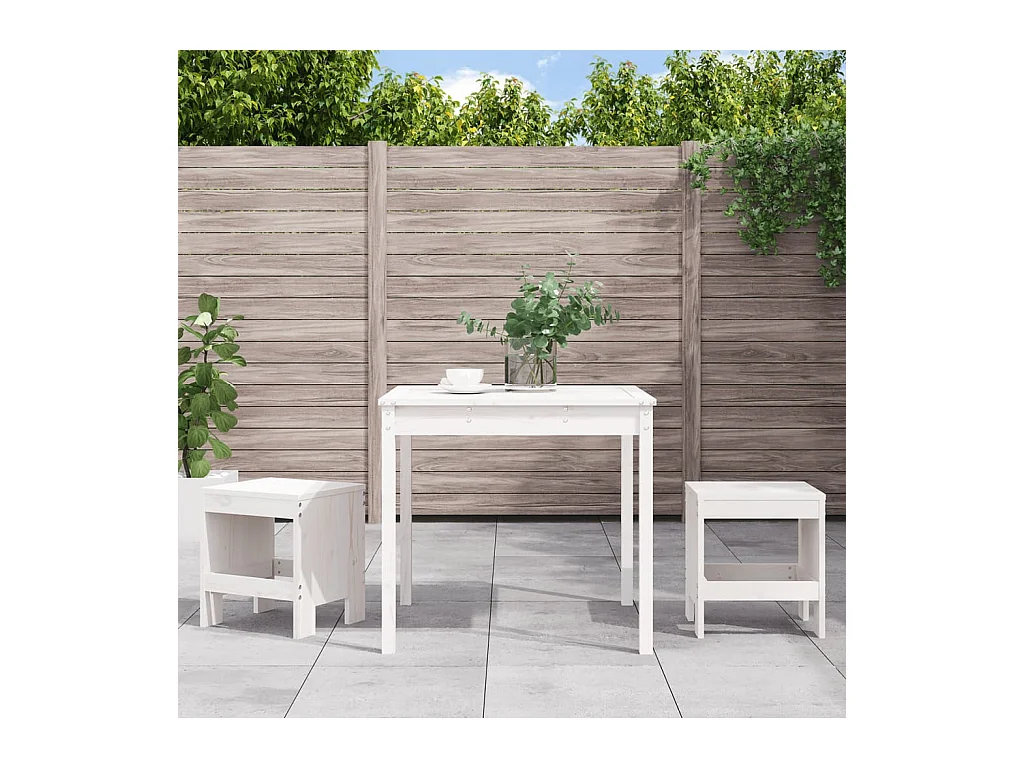 Ensemble de bistrot de jardin 3 pcs blanc bois de pin massif
