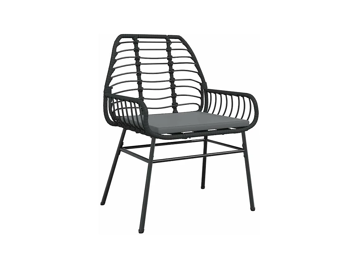 Ensemble à manger de jardin et coussins 5 pcs noir rotin verre