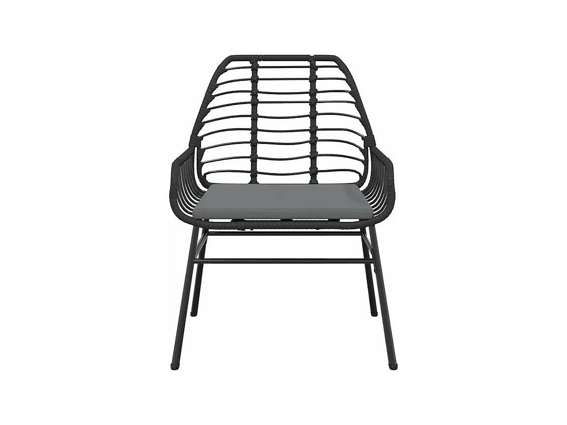 Ensemble à manger de jardin et coussins 5 pcs noir rotin verre