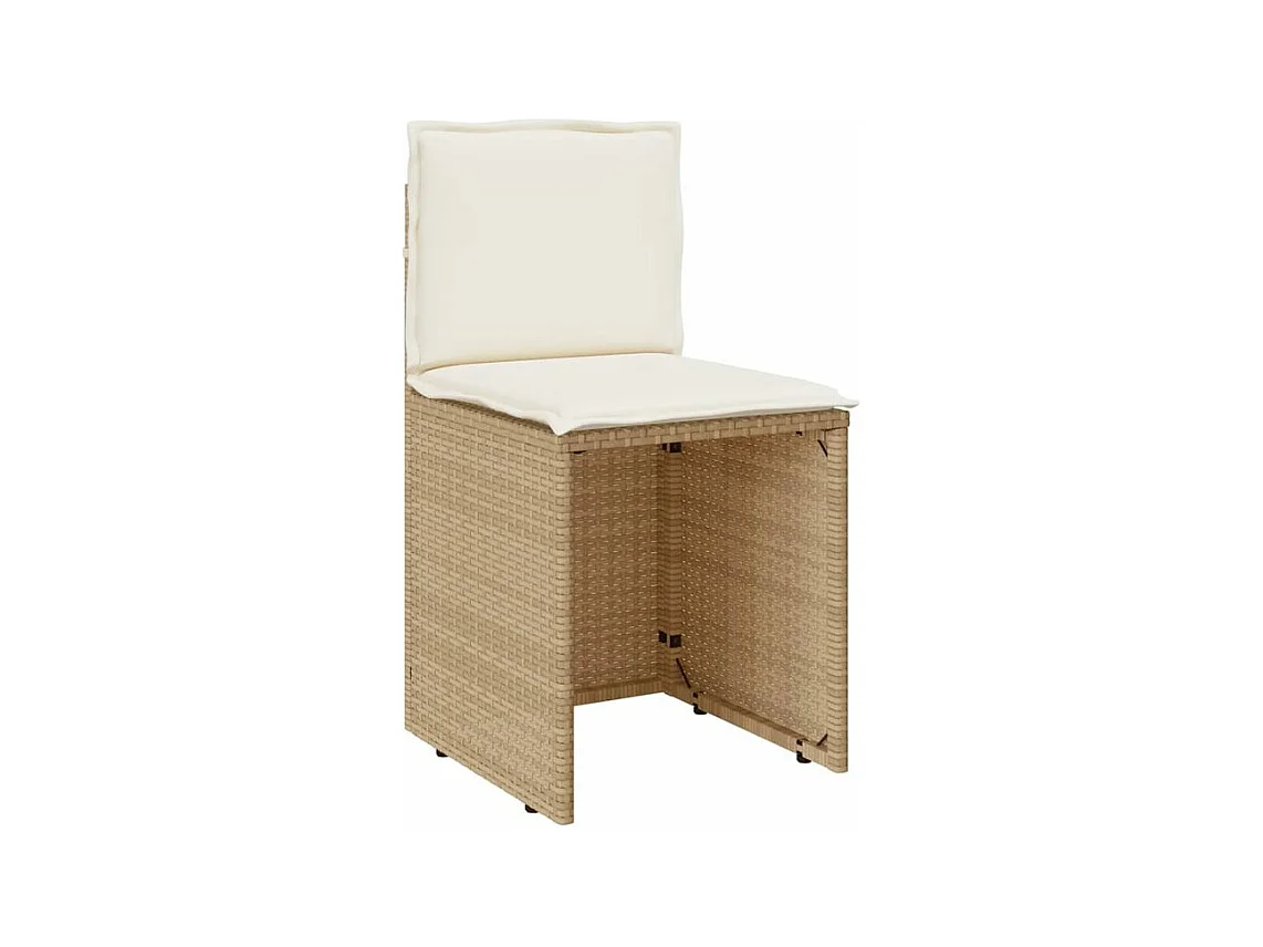 Ensemble de bistro 3 pcs avec coussins beige résine tressée