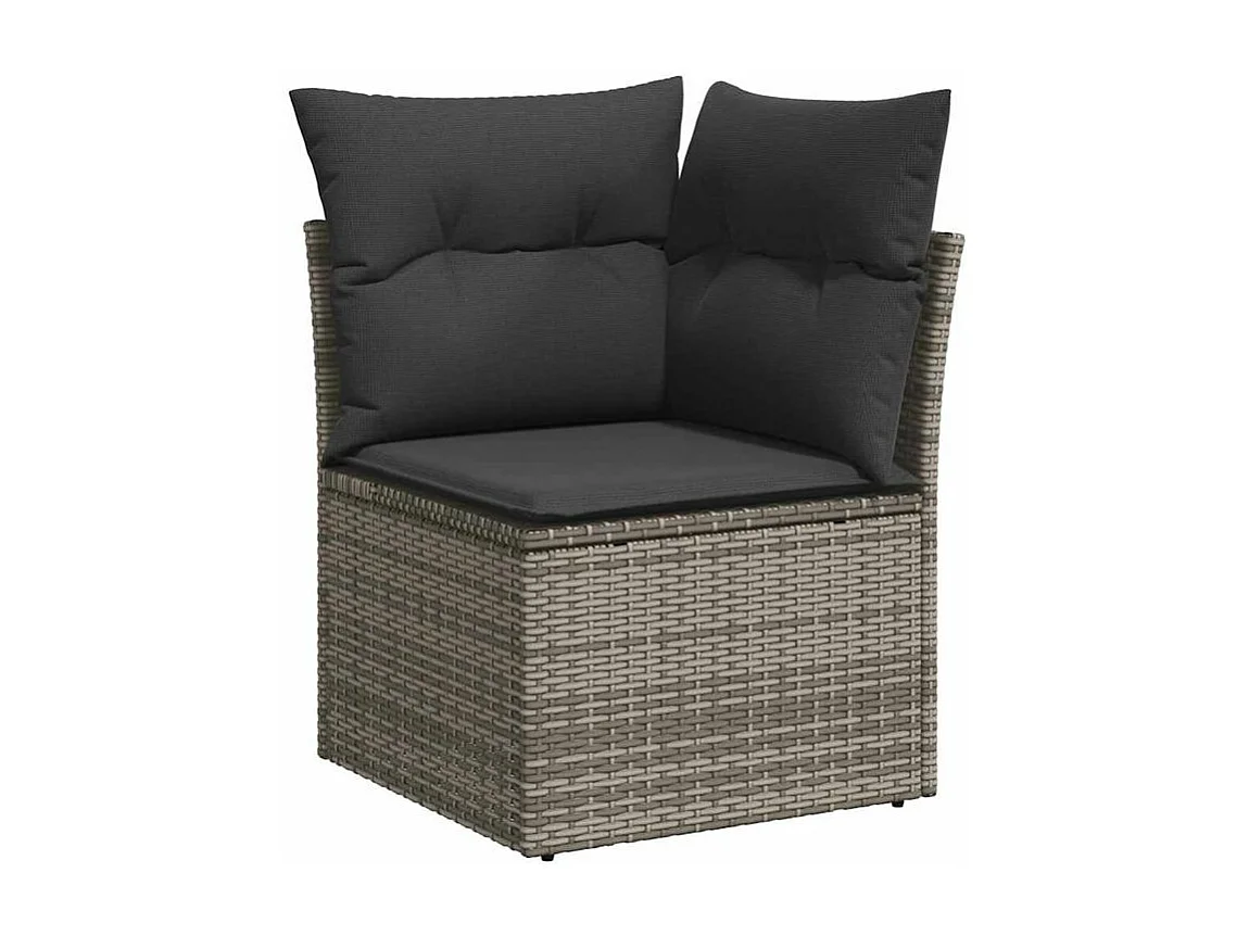 Salon de jardin 5 pcs avec coussins gris résine tressée