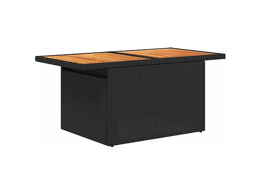 Salon de jardin avec coussins 8 pcs noir résine tressée acacia