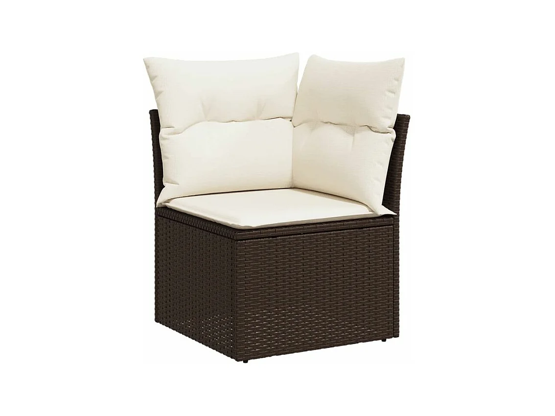 Salon de jardin et coussins 11 pcs marron résine tressée