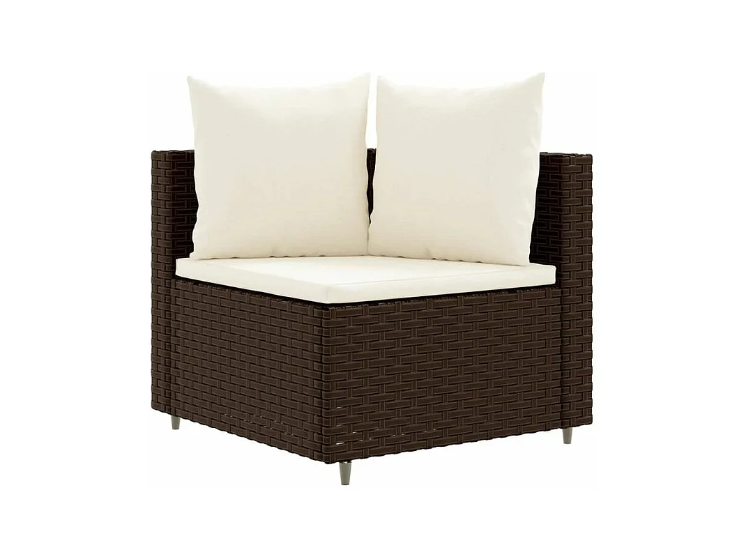 Salon de jardin avec coussins 3 pcs marron résine tressée