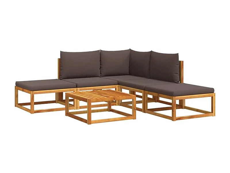 Salon de jardin avec coussins 6 pcs bois d'acacia solide