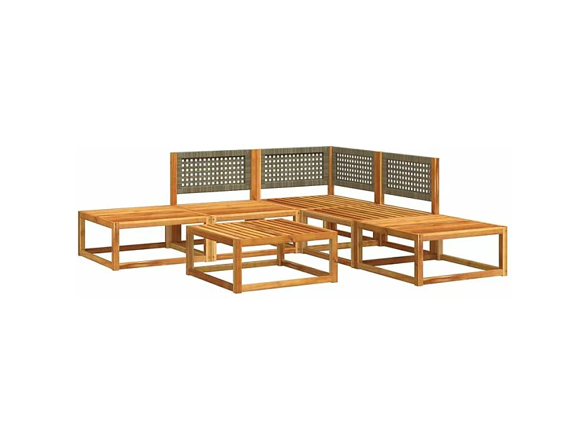 Salon de jardin avec coussins 6 pcs bois d'acacia solide