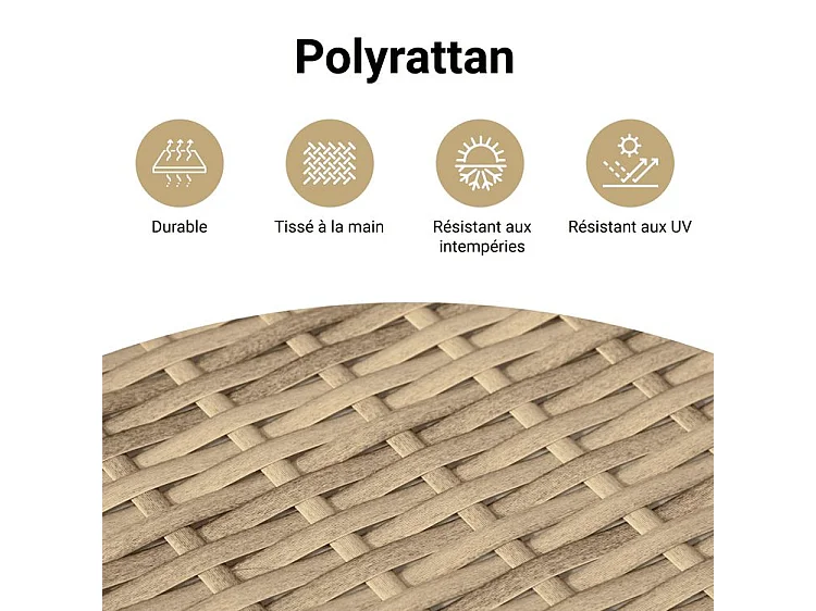 Salon de jardin avec coussins 8 pcs beige résine tressée