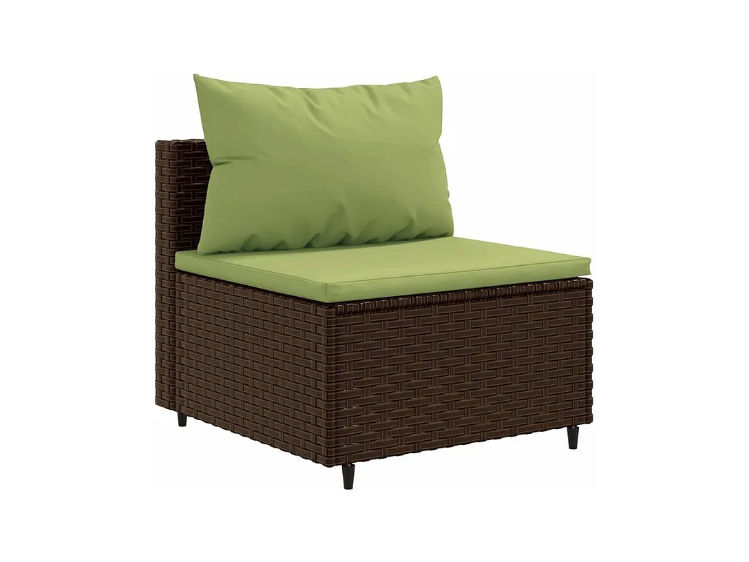 Salon de jardin 4 pcs avec coussins marron résine tressée