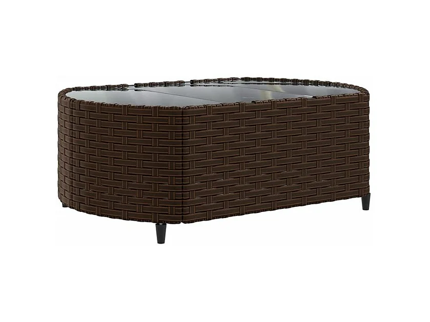 Salon de jardin 4 pcs avec coussins marron résine tressée