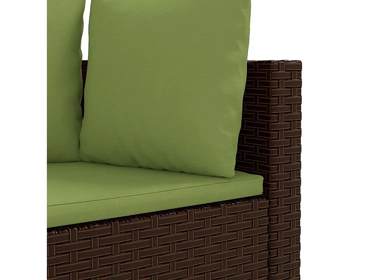 Salon de jardin 4 pcs avec coussins marron résine tressée