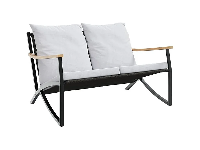 Banc de jardin avec coussins 120cm noir acier