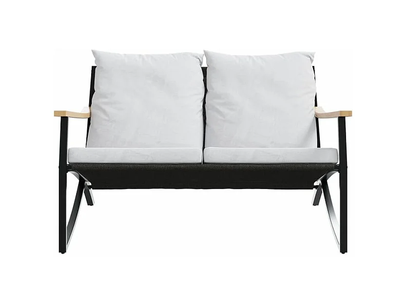 Banc de jardin avec coussins 120cm noir acier