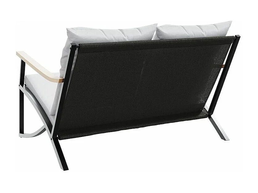 Banc de jardin avec coussins 120cm noir acier