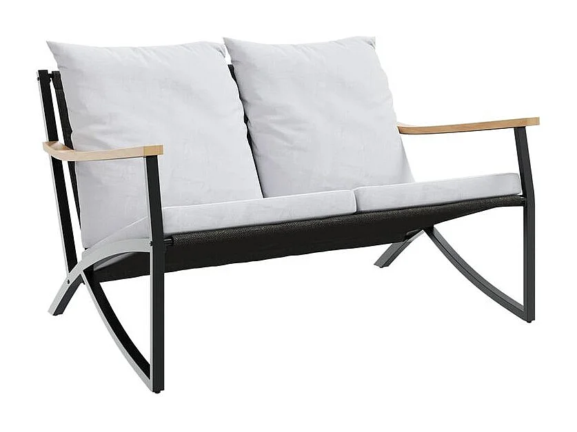 Banc de jardin avec coussins 120cm noir acier