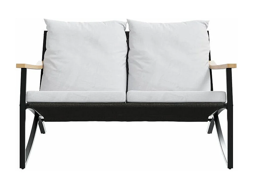 Banc de jardin avec coussins 120cm noir acier