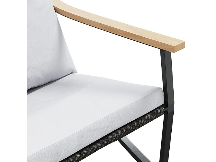 Banc de jardin avec coussins 120cm noir acier