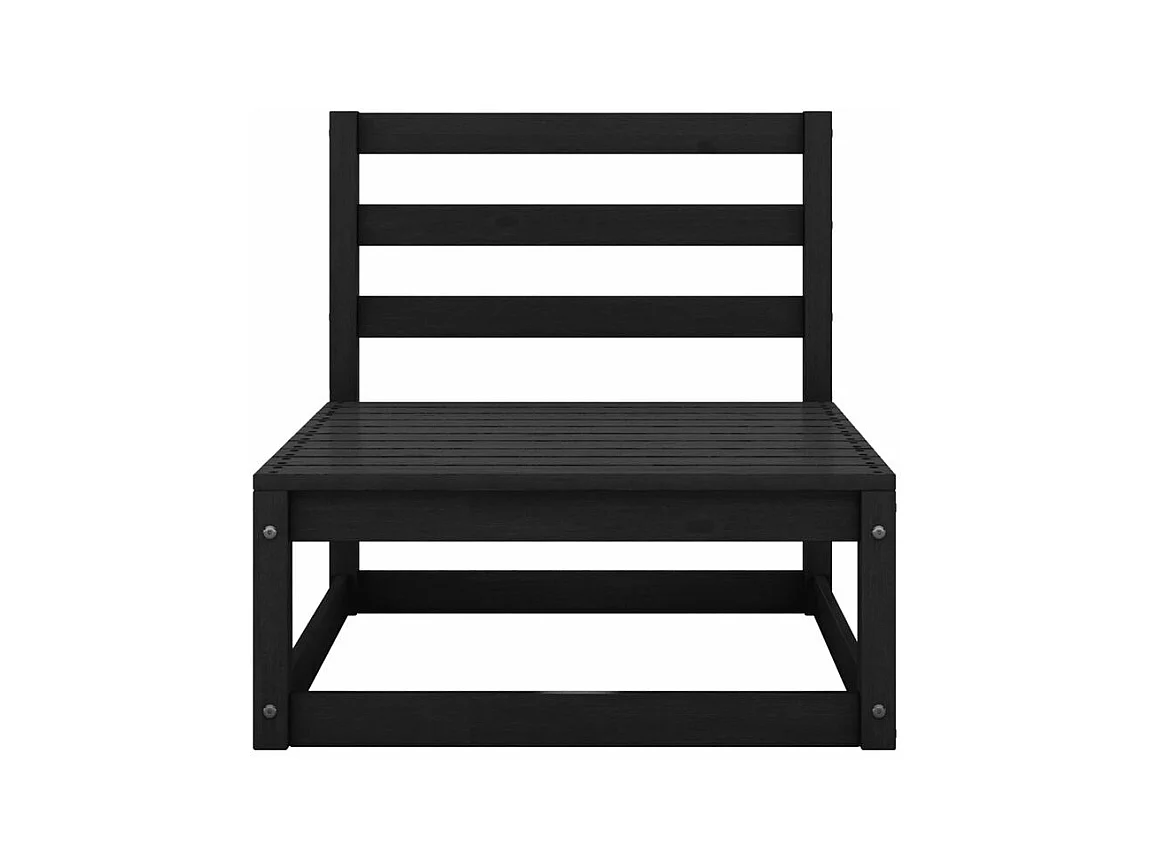 Canapés centraux de jardin 3 pcs Noir Bois de pin massif