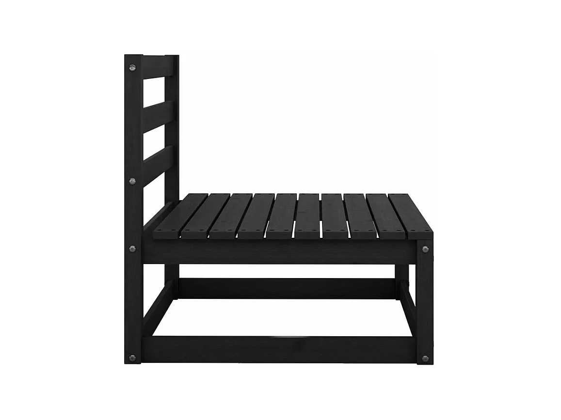 Canapés centraux de jardin 3 pcs Noir Bois de pin massif