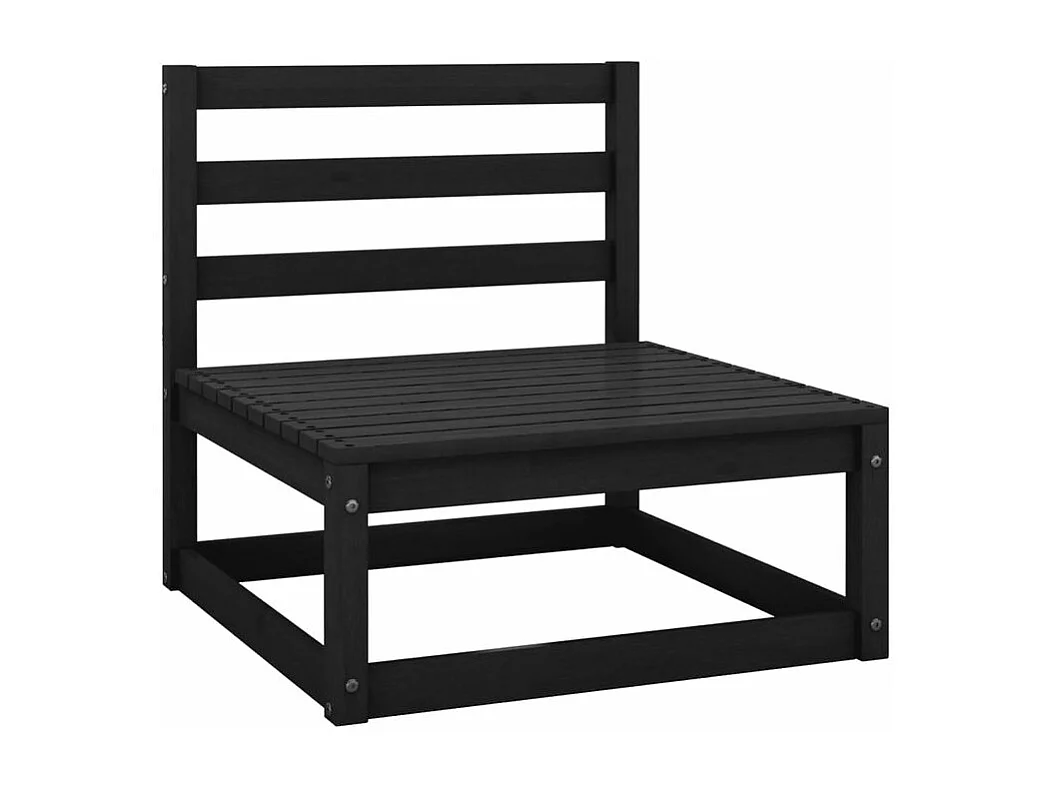 Canapés centraux de jardin 3 pcs Noir Bois de pin massif