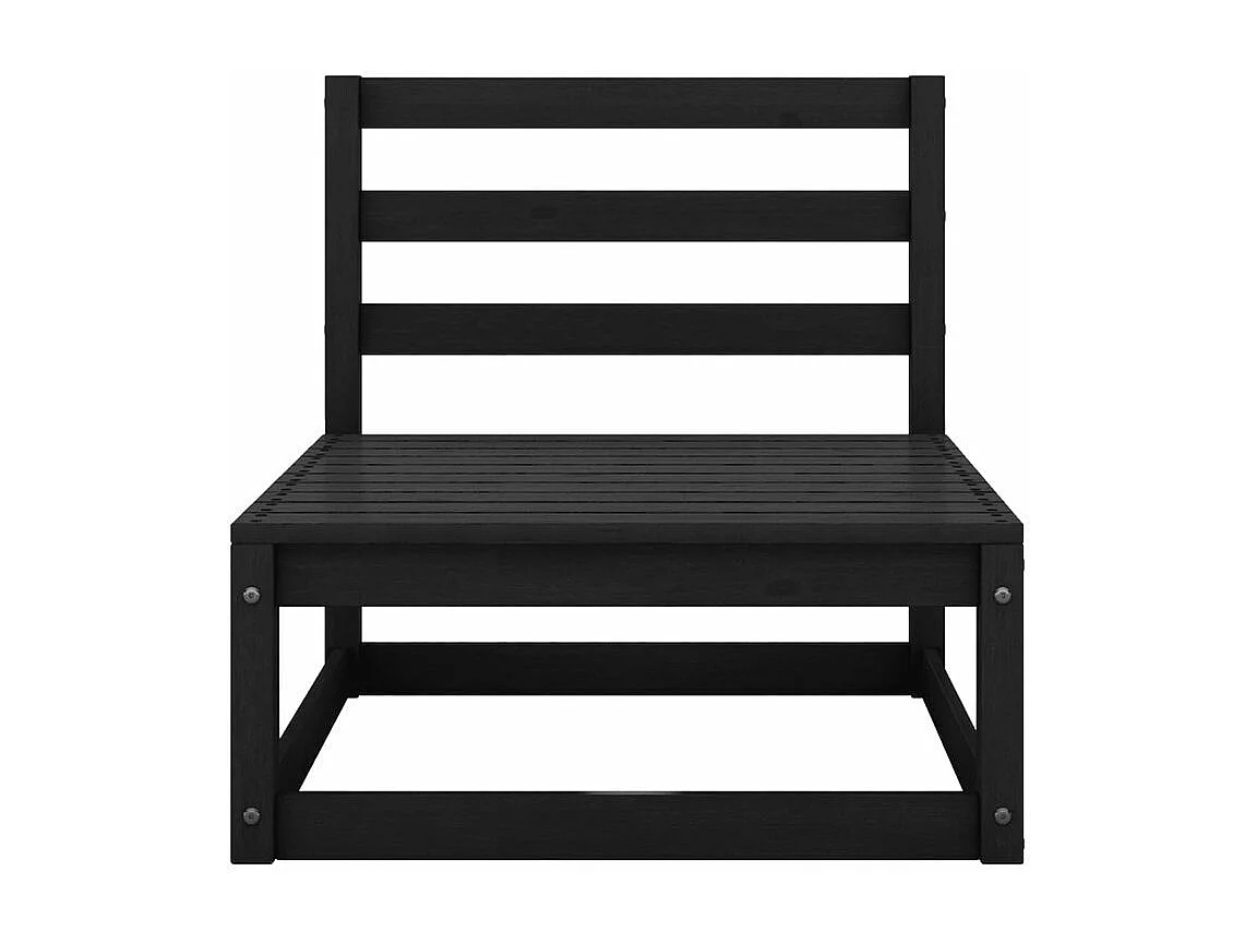 Canapés centraux de jardin 3 pcs Noir Bois de pin massif