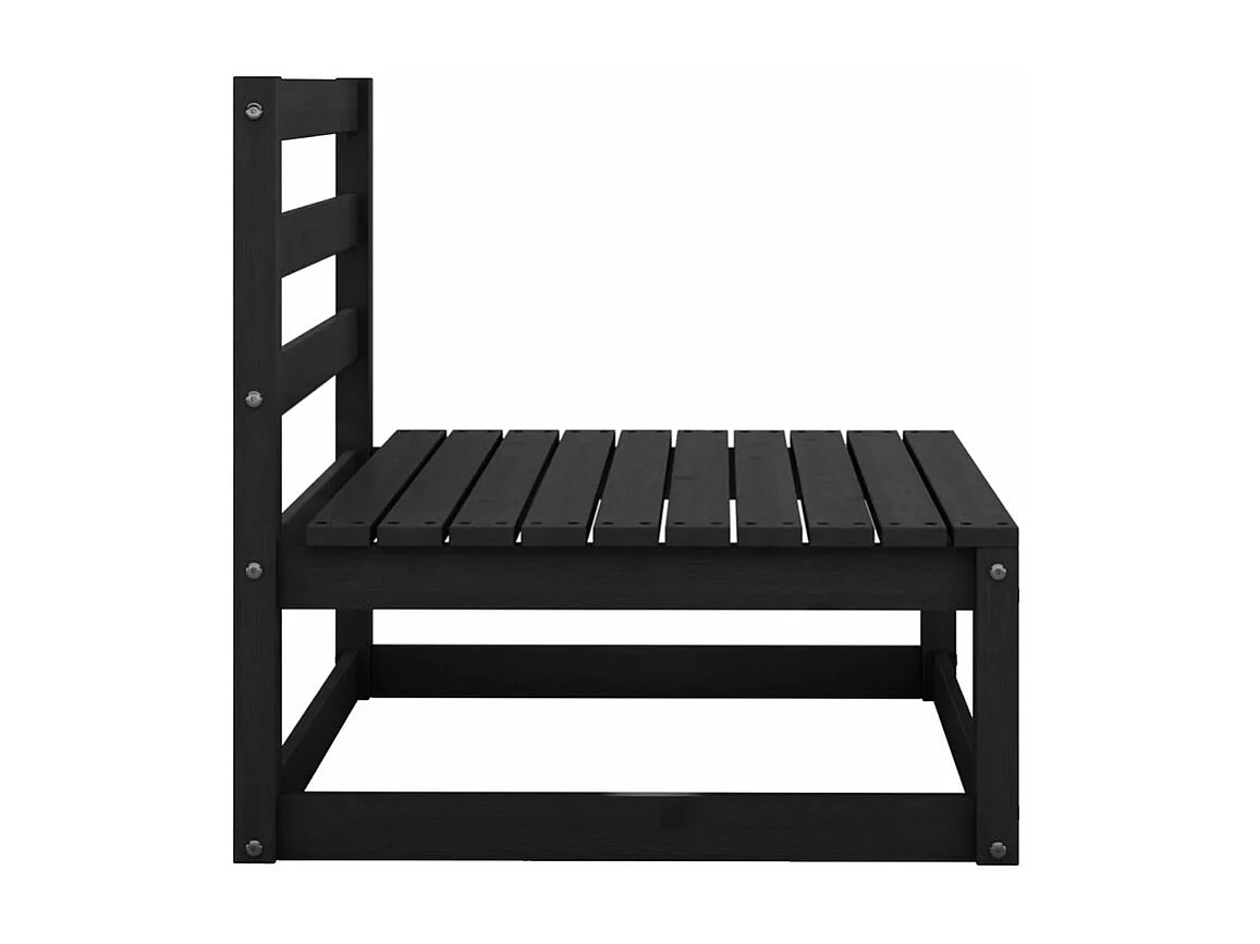Canapés centraux de jardin 3 pcs Noir Bois de pin massif