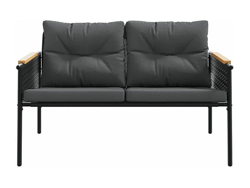 Banc de jardin avec coussins 116cm noir acier