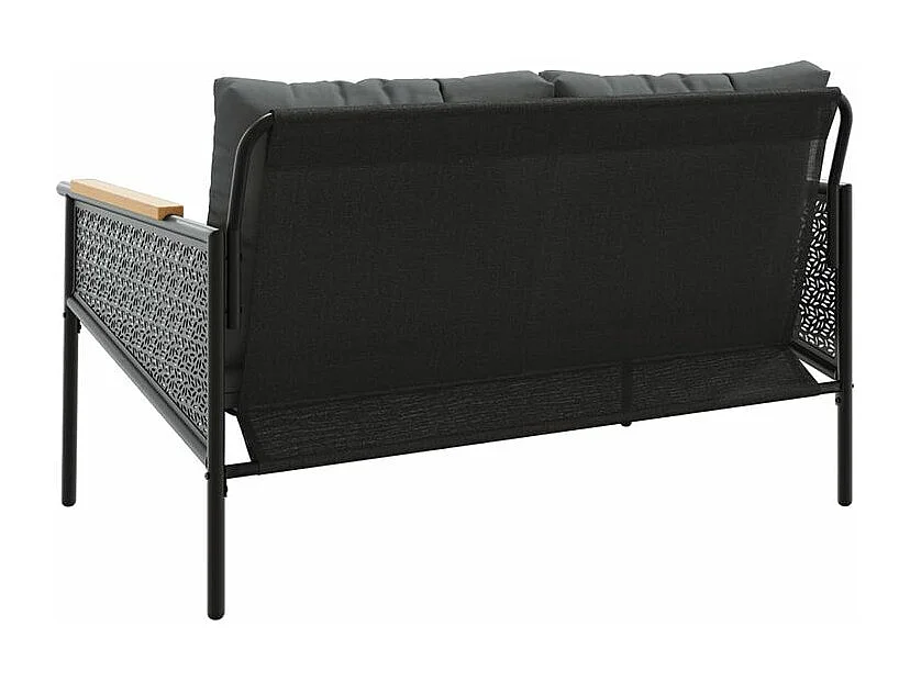 Banc de jardin avec coussins 116cm noir acier