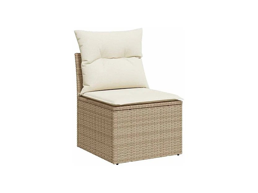 Salon de jardin avec coussins 6 pcs beige résine tressée