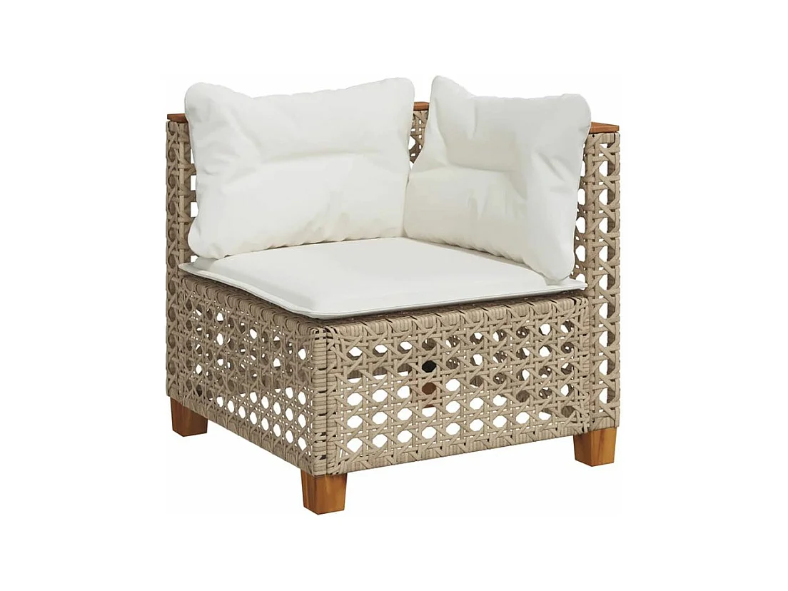 Salon de jardin avec coussins 9 pcs beige résine tressée