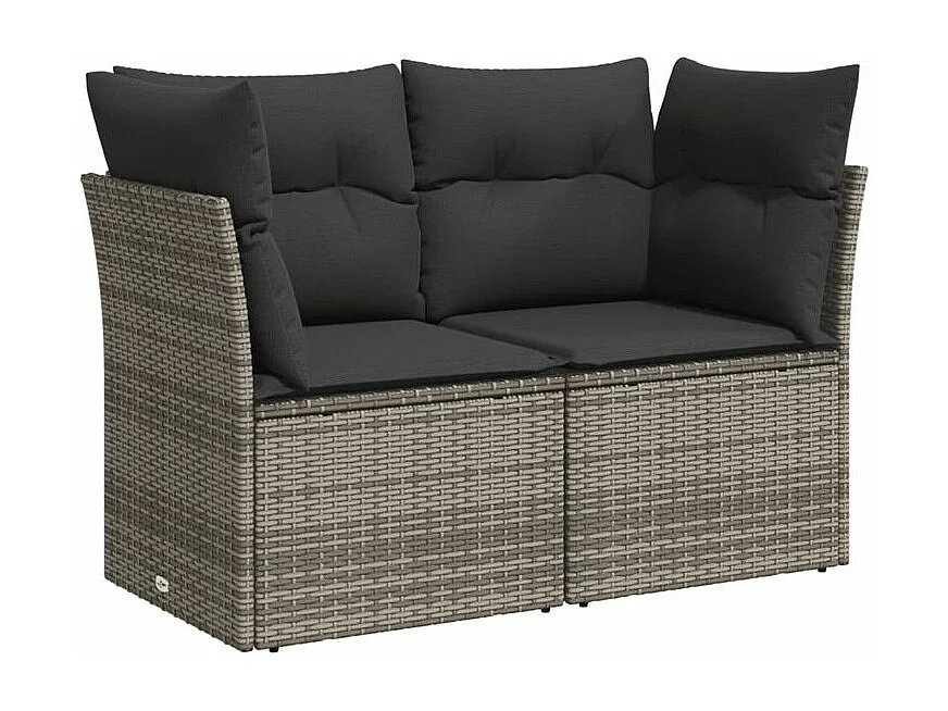 Salon de jardin avec coussins 10 pcs gris résine tressée