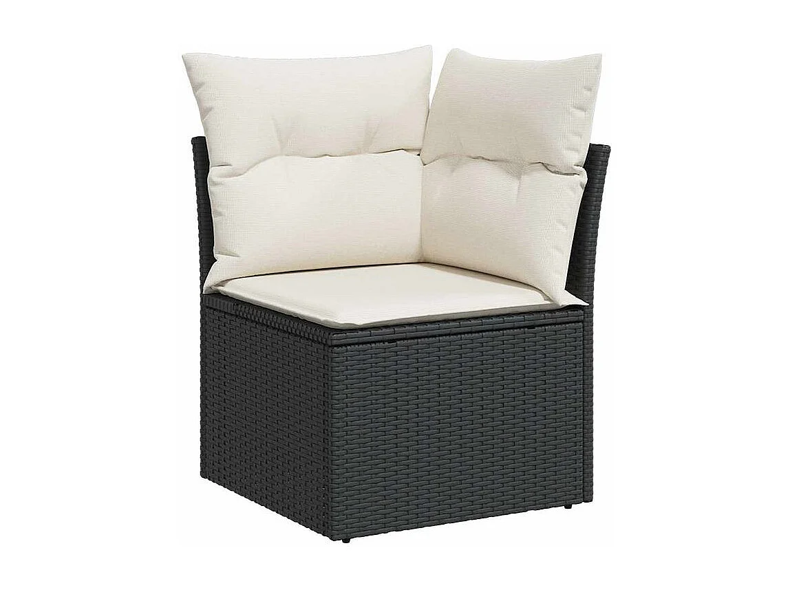 Salon de jardin 9 pcs avec coussins noir résine tressée