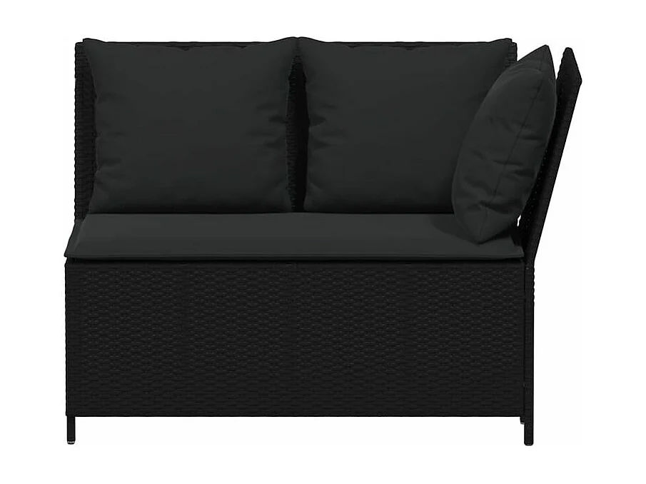 Salon de jardin 3 pcs avec coussins noir résine tressée