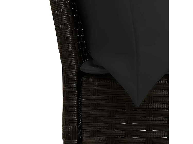 Salon de jardin 3 pcs avec coussins noir résine tressée