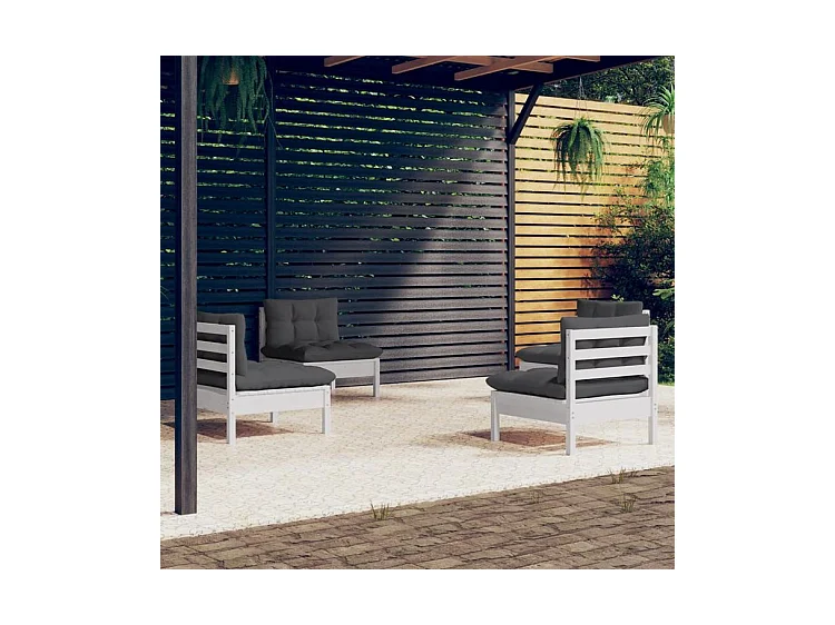 Salon de jardin 4 pcs avec coussins anthracite Bois de pin