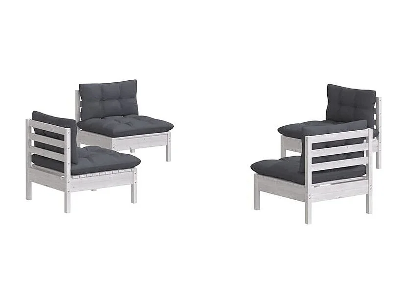 Salon de jardin 4 pcs avec coussins anthracite Bois de pin