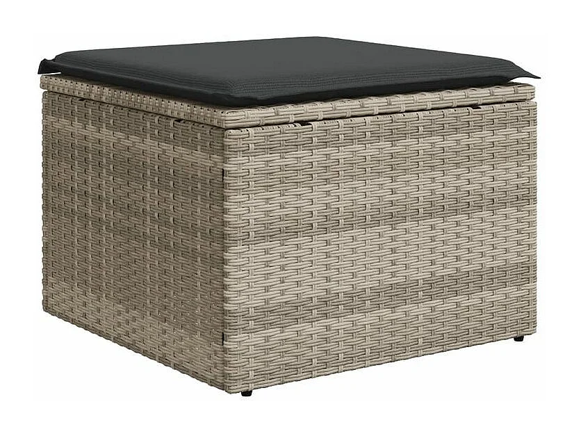 Salon de jardin 5 pcs avec coussins gris clair résine tressée