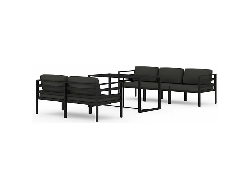 Salon de jardin 6 pcs avec coussins Aluminium Anthracite