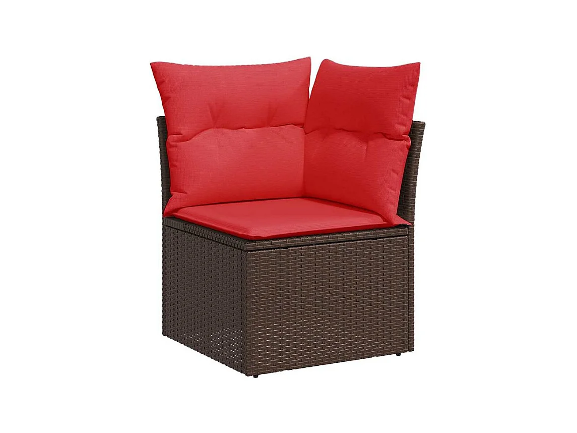 Salon de jardin avec coussins 5pcs marron résine tressée acacia