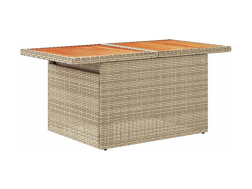 Salon de jardin avec coussins 8 pcs beige résine tressée acacia