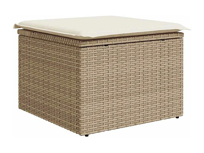 Salon de jardin avec coussins 8 pcs beige résine tressée acacia