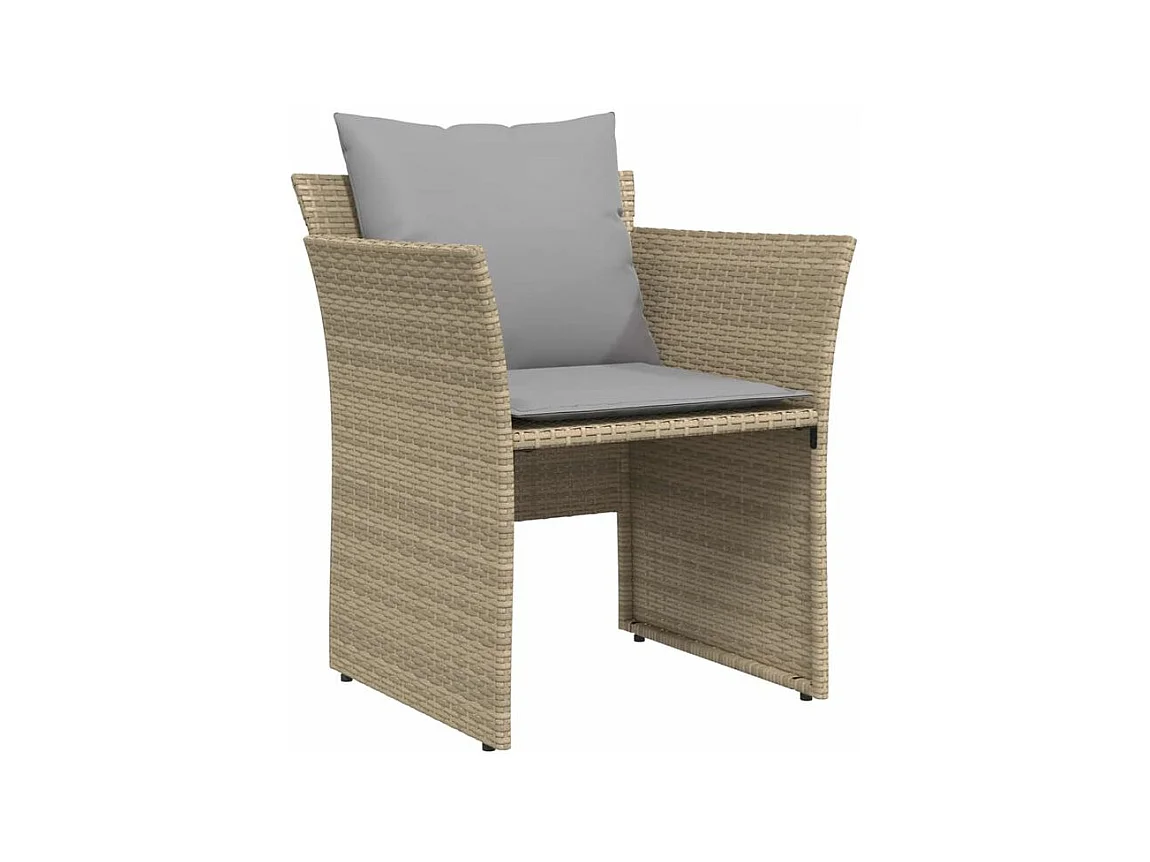 Chaise de jardin avec tabouret beige résine tressée